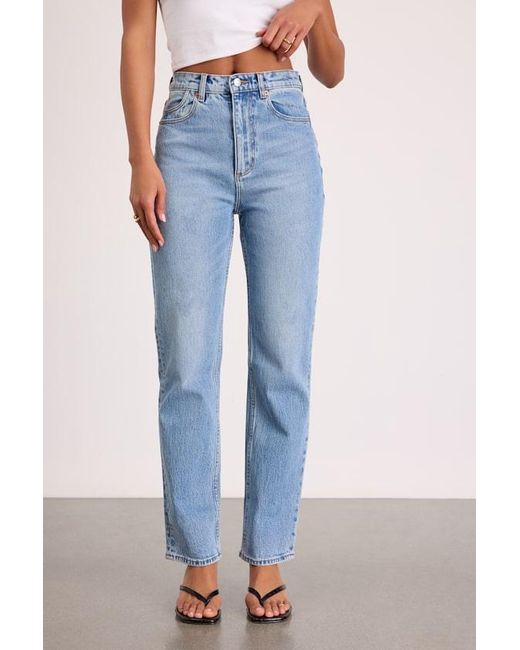 Rolla's Blue Loulou Light Wash High-Rise Straight Leg Jeans