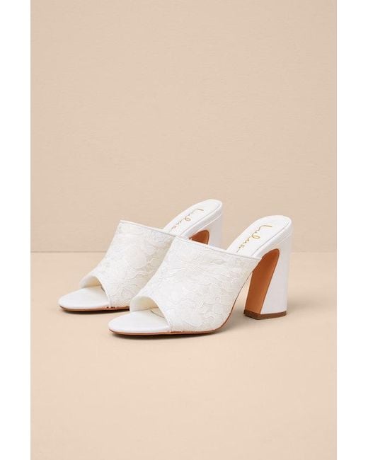 Lulus Natural Callixta Lace High Heel Slide Sandals