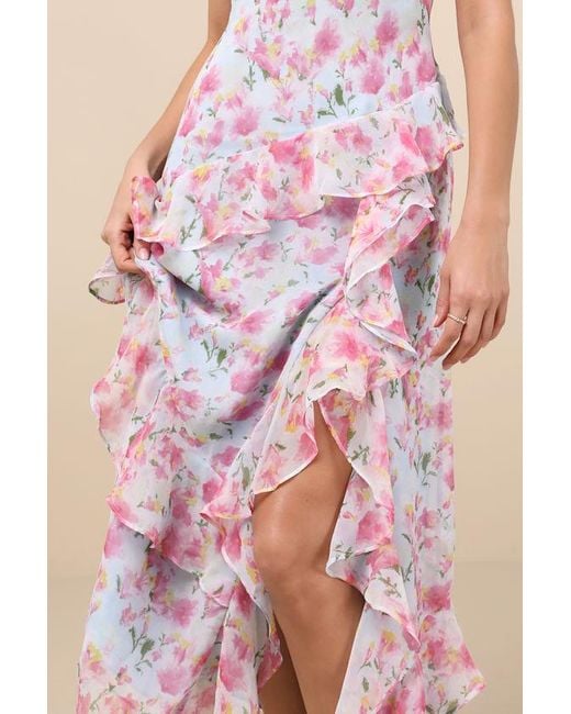 astr flutter sleeve asymmetrical floral maxi dress astr the label Emporia Floral Tiered Maxi Dress