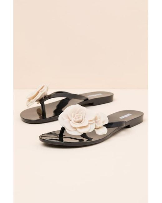 Melissa Black Harmonic Petals Thong Sandals
