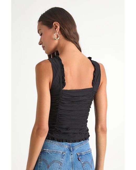 Lulus Blue Rachael Ruched Button-Front Tank Top