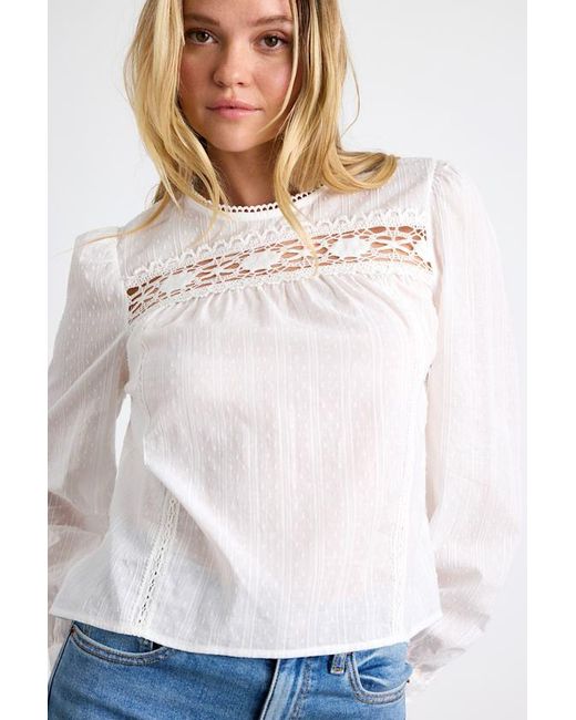 Lulus White Holbrook Textured Crochet Lace Long Sleeve Top