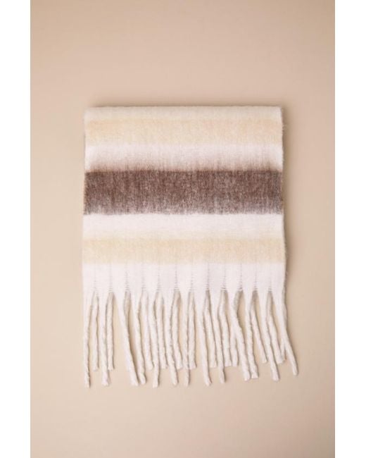 Lulus Blue Alpine Attitude Striped Oversized Scarf