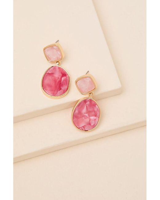 Lulus Pink Lovan Stone Drop Earrings
