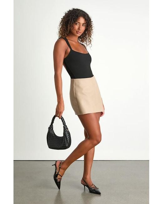 Lulus Black Unforgettable Muse Vegan Leather Skort