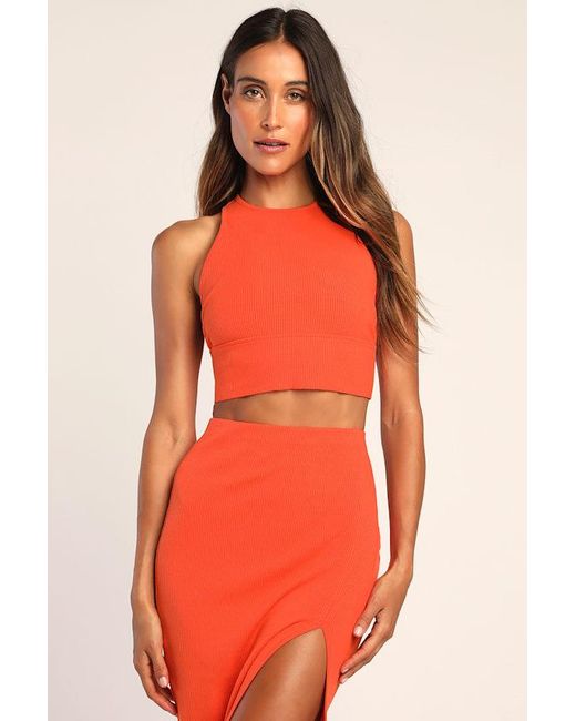 Lulus Red Absolute Edge Sleeveless Two-Piece Bodycon Midi Dress