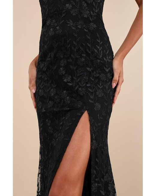Lulus Black Romantic Beauty Floral Embroidered Strapless Maxi Dress
