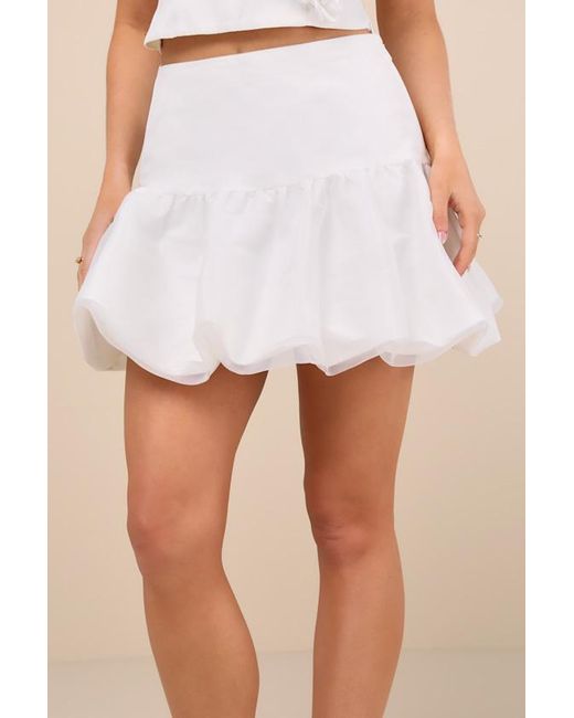 Lulus Natural Angelic Perception Taffeta Bubble-Hem Mini Skirt