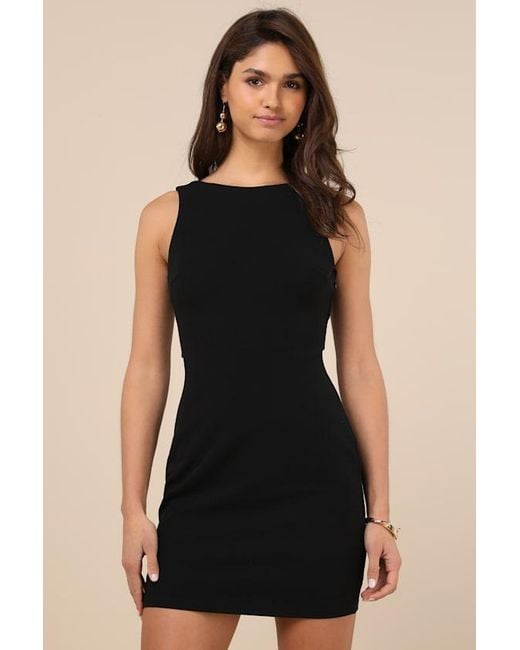 Lulus Black Devoted Lover Backless Knotted Bodycon Mini Dress