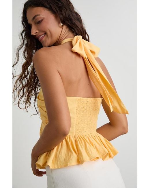 Lulus Metallic Kadri Peplum Halter Top