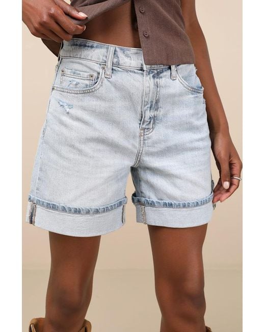 Daze Denim Blue Easy Rider Light Wash Denim Cuffed Shorts