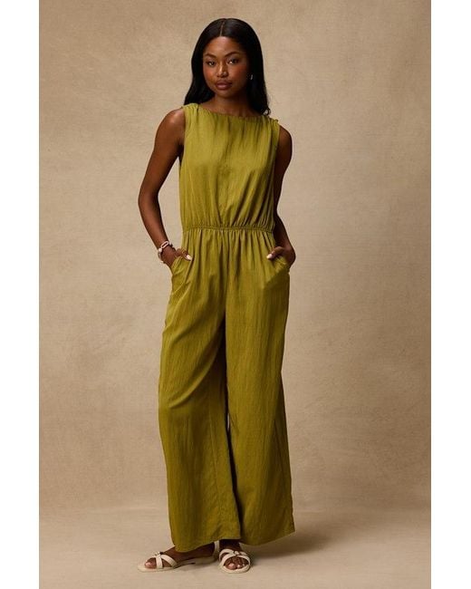 Lulus Green Nami Chartreuse Cotton Wide-Leg Jumpsuit