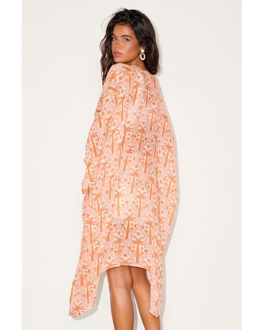 Lulus Orange Cayman Palm Tree Print Sarong Swim Cover-Up