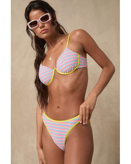 Lulus Brown Chiloe Multi Striped Mid-Rise Bikini Bottoms
