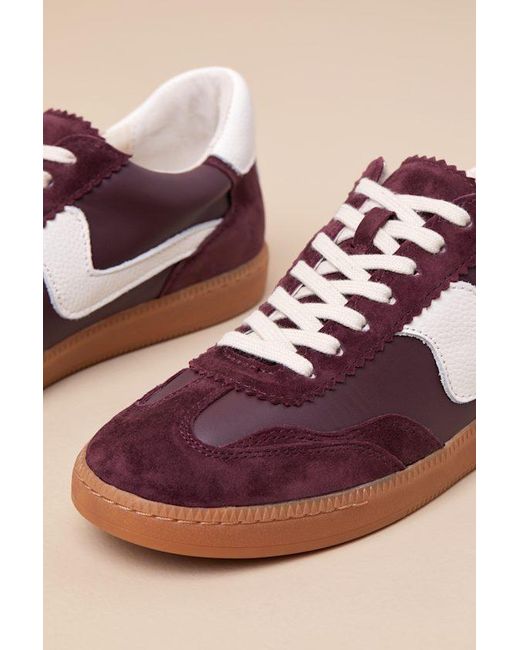 Dolce Vita Red Notice Cranberry Suede Leather Color Block Sneakers