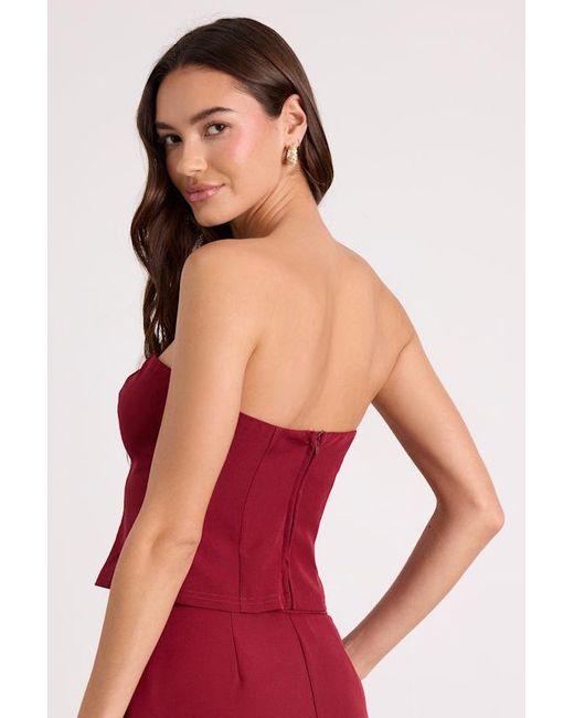 Lulus Red Nasia Strapless Cutout Crop Top