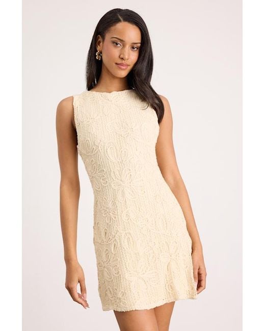 Lulus Natural Fenicia Cream Abstract Floral Embroidered Mini Dress