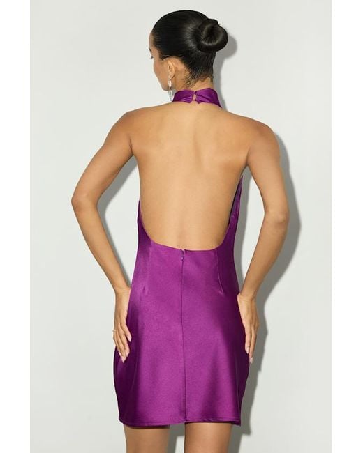 Lulus Purple Gorgeous Endeavor Satin Halter Mini Slip Dress