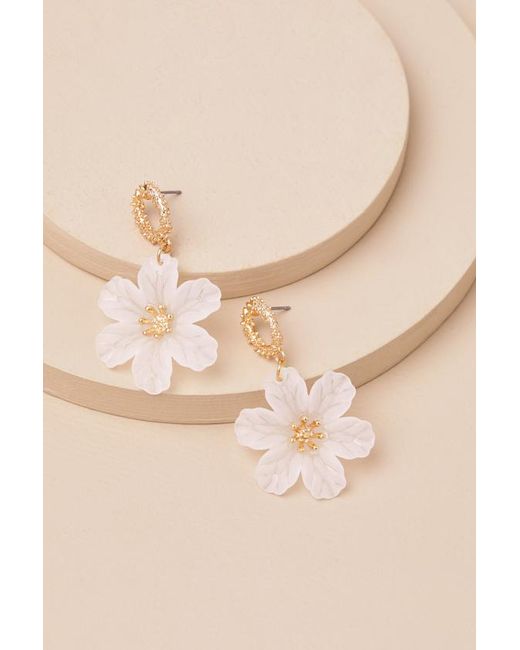 Lulus Black Edlyn Flower Statement Earrings