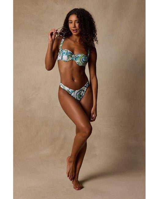 Lulus Blue Aloha Multi Paisley Print Underwire Bikini Top