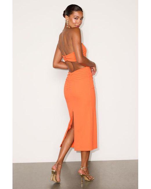Lulus Orange Valera Light Jersey Knit Column Midi Dress