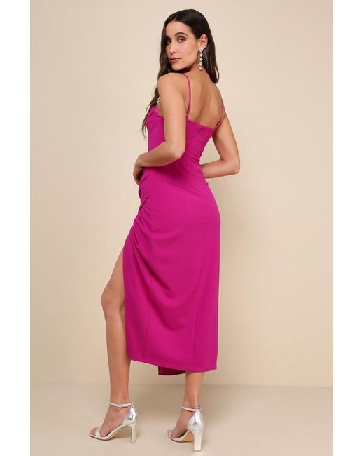 Lulus Pink Always Turning Heads Bustier Tulip Midi Dress
