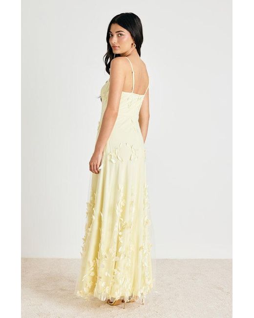 Lulus Metallic Abundant Charm Pale 3D Floral Applique Maxi Dress