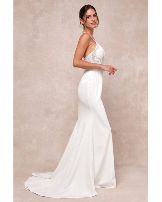 Lulus Infinite Adoration Beaded Embroidered Lace Maxi Dress in Natural |  Lyst