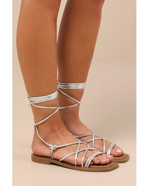 Seychelles Natural Ii Metallic Leather Ankle Wrap Sandals