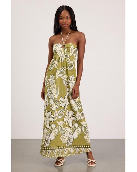 Lulus Yellow Cheri Light Floral Halter Midi Dress