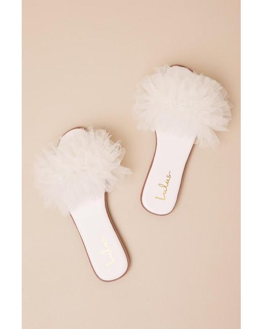 Lulus Natural Torria Tulle Slide Sandals