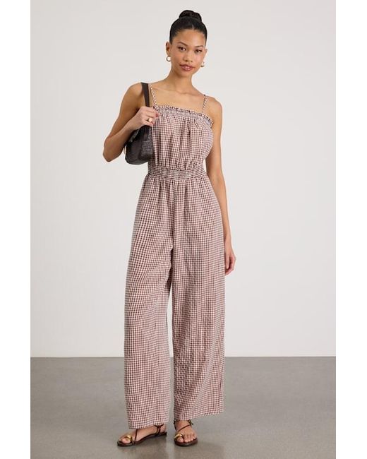 Lulus Pink Dylan Gingham Wide-Leg Jumpsuit