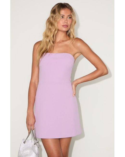 Lulus Purple Nadine Strapless Tie-Back Mini Dress