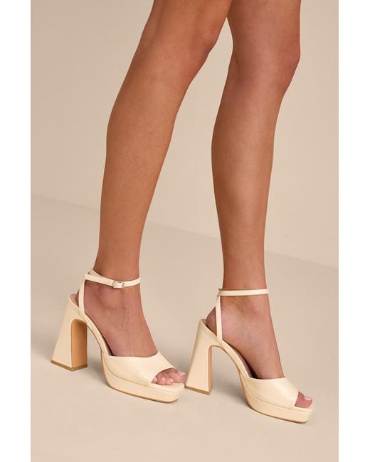 Lulus Natural Lucy Bone Platform Ankle Strap Sandals