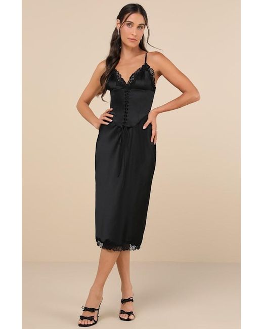 Lulus Natural Incredibly Enchanting Two-Piece Slip Dress And Corset Set