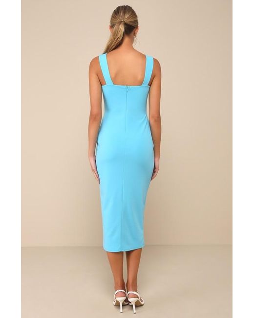 Lulus Blue Always Beautiful Sleeveless Tulip Midi Dress