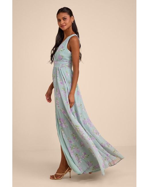 Lulus Green Heavenly Hues Sage Floral Surplice Maxi Dress