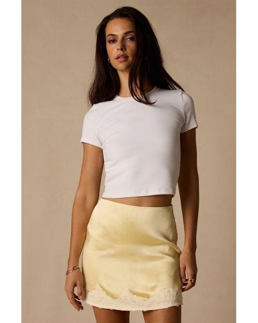 Lulus Natural Rosemary Satin Lace Mini Skirt