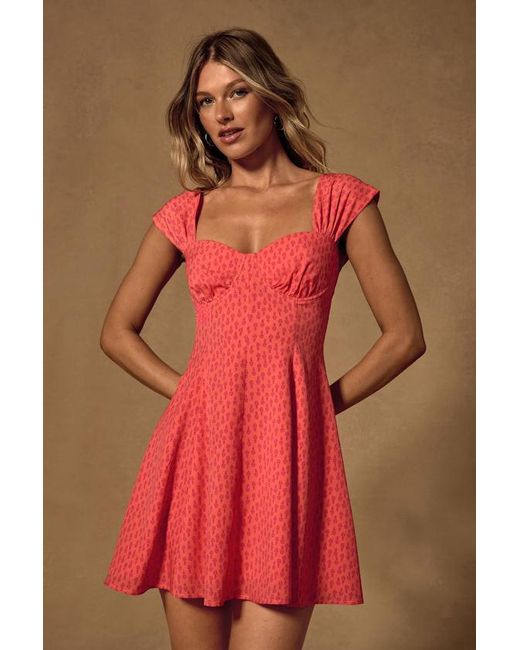Lulus Red Filicia Ditsy Floral Cap Sleeve Mini Dress