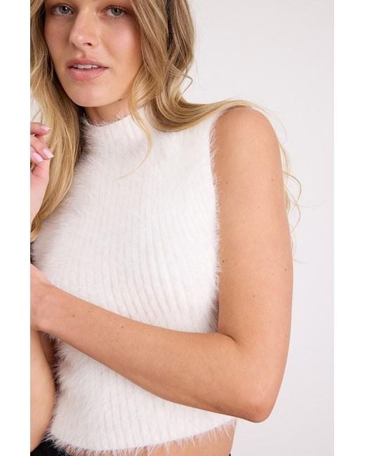 Lulus White Nadene Eyelash Knit Mock Neck Sweater Top