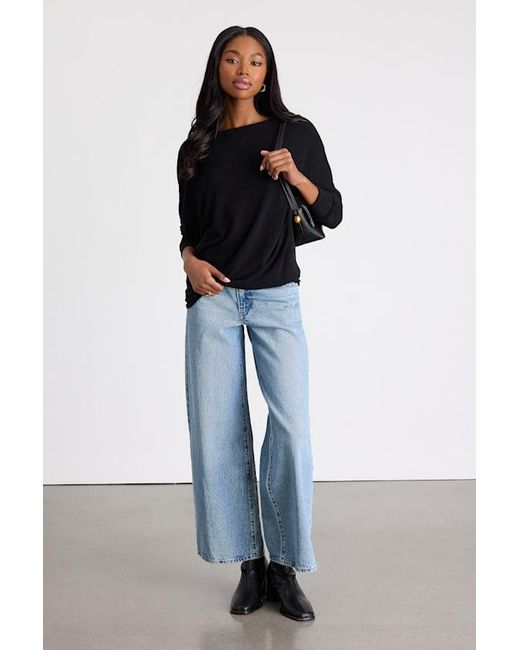 Lulus Basics Black Verla Dolman Sleeve Sweater Top