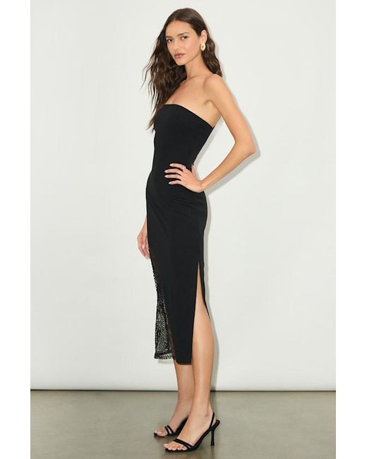 Lulus Black Rhosyn Crepe Embroidered Strapless Midi Dress