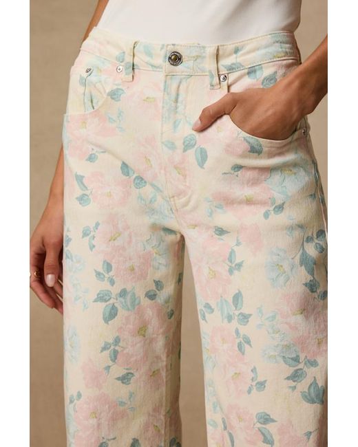 Steve Madden Natural Sydnee Floral Wide-Leg Jeans