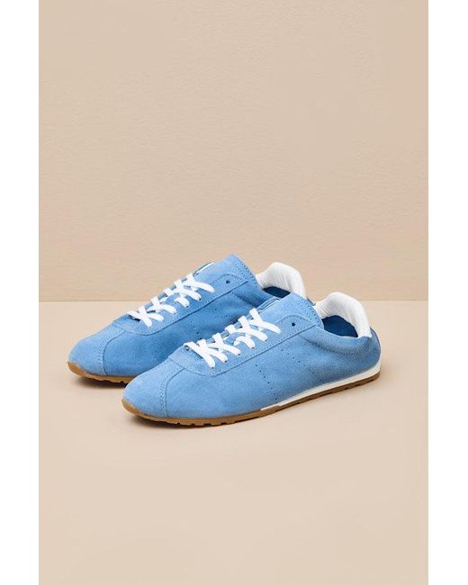 Dolce Vita Blue Serina Suede Leather Lace-Up Sneakers