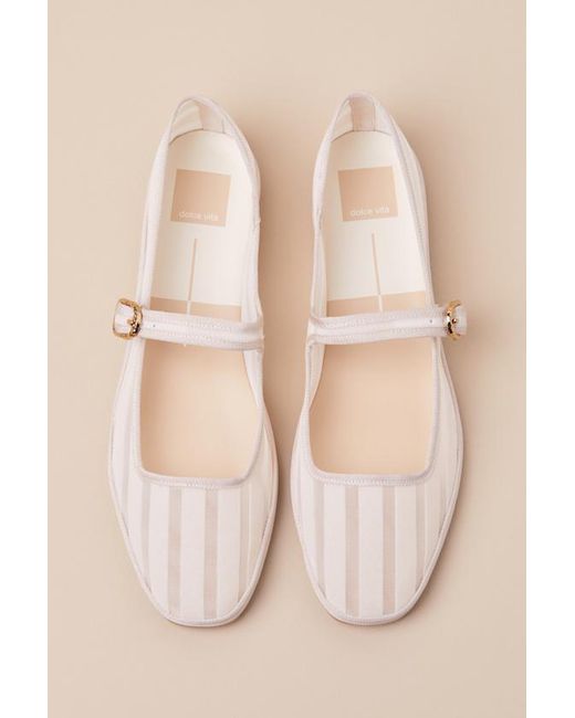 Dolce Vita Blue Tameka Bone Mesh Striped Buckle Ballet Flats