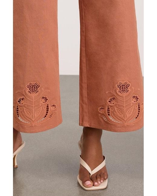 Lulus Brown Tristen Terracotta Embroidered Wide-Leg Pants