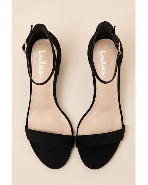 Lulus Black Harper Suede Ankle Strap Heels