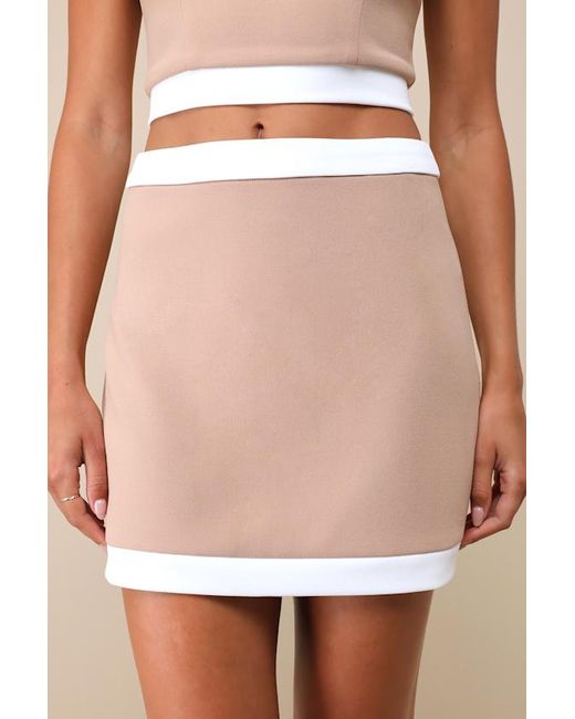 Lulus Natural Totally Sensational Color Block Bodycon Mini Skirt