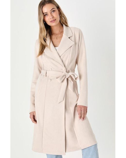 Lulus Blue Chic Calling Suede Trench Coat