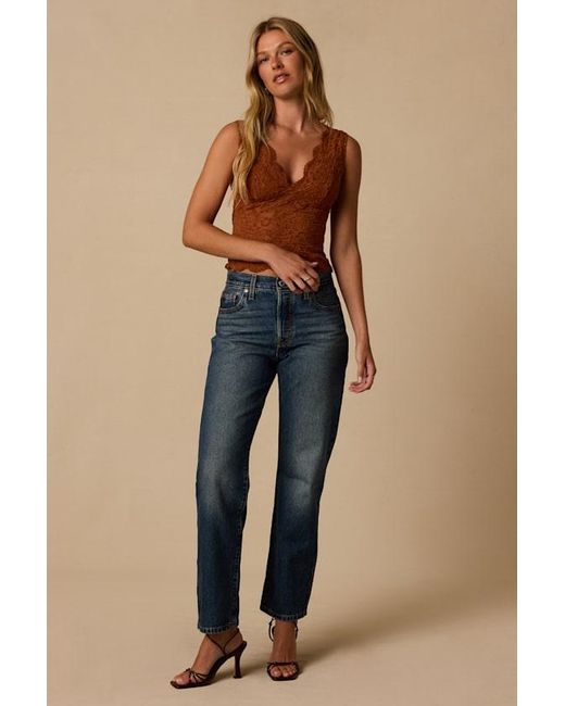 Lulus Blue Danika Lace Tank Top